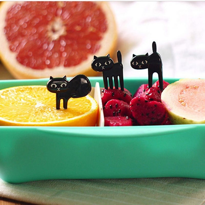 ICYANG Black Cat Food Picks for Fruit Cocktail Picks Bento Lunch Box Forks Decor Party Accessories Palillos Decorativos Comida Cute Animal Reusable Small 12 Pieces - Image 4